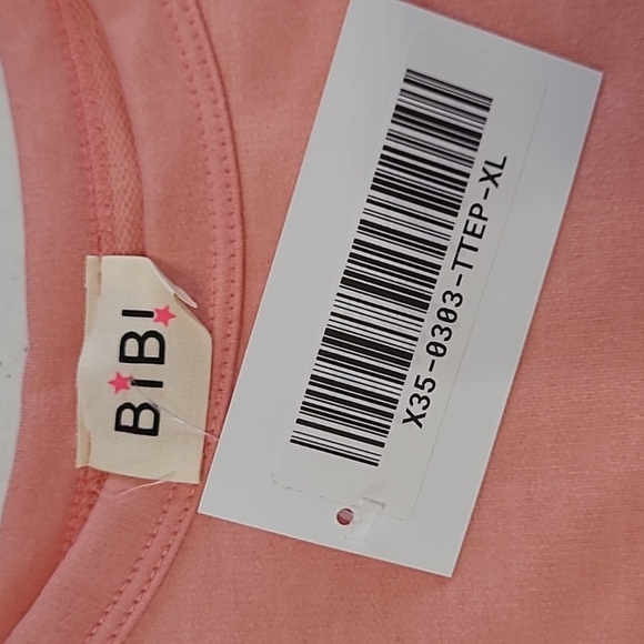 NWT BiBi Pink & Rose Colorblock Short Sleeve Top size XL - Picture 3 of 6